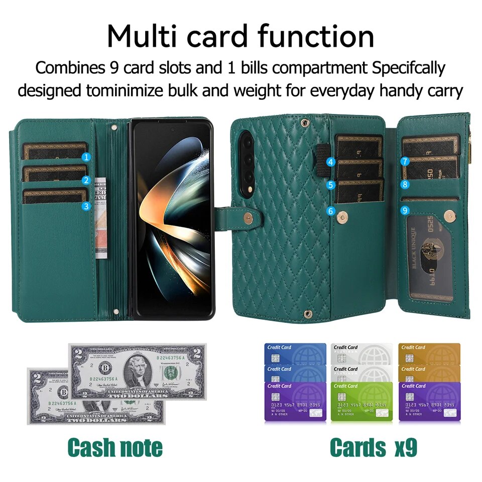 Multi Card Wallet Shoulder Strap Case For Samsung Galaxy Z Fold