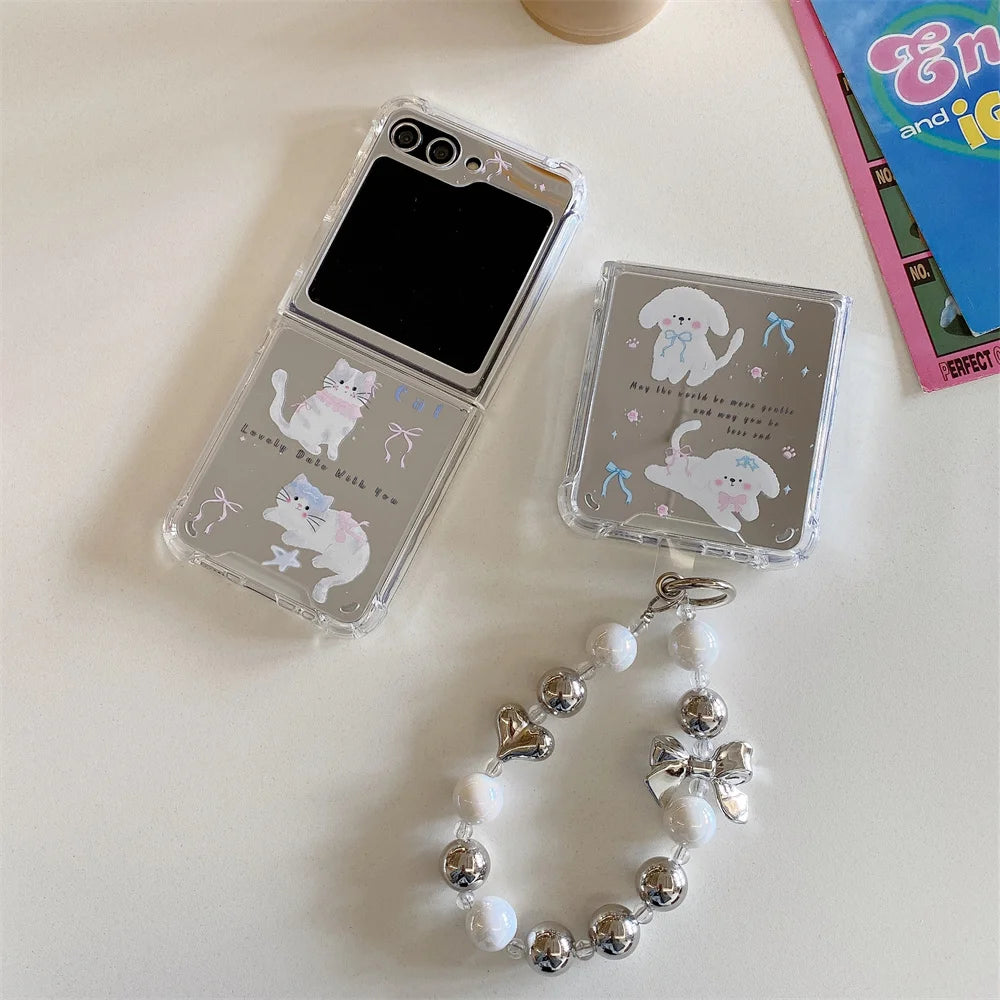 Cute Mirror Cat Case For Samsung Z Flip 5