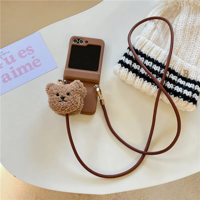 3D Cartoon Plush Bear Case For Samsung Galaxy Z Flip 5
