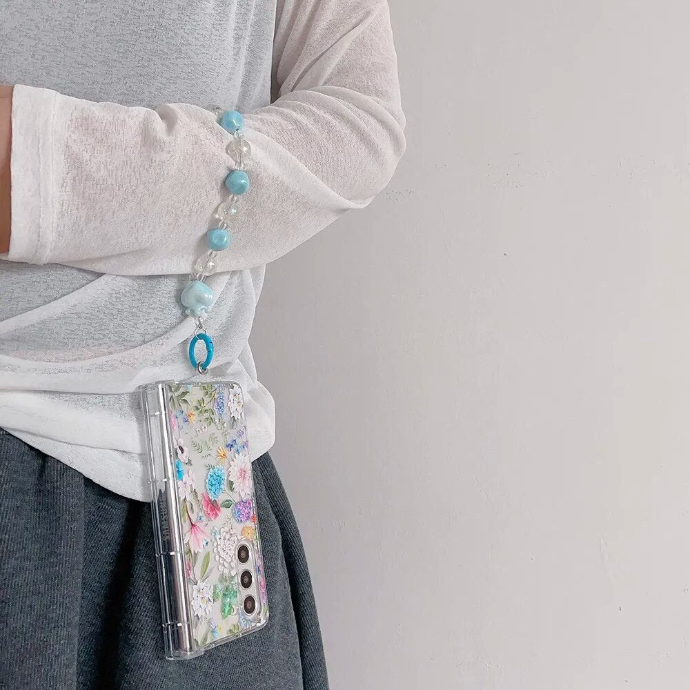 Cute Case Flowers Bracelet For Samsung Galaxy Z Fold