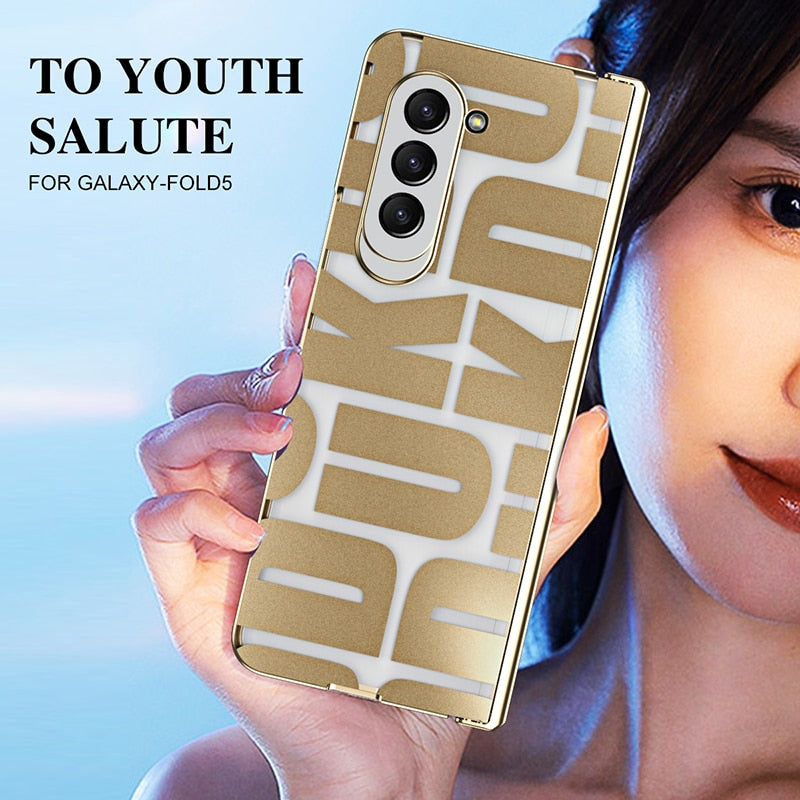 Plating Clear Hinge Mechanical Protector Cover For Samsung Fold 5