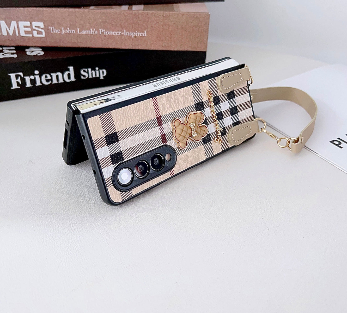 Leather Luxury Bear Woman Case For Samsung Galaxy Z Fold