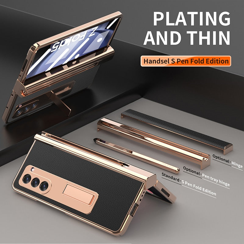 Leather Case With S Pen Holder Cover For Samsung Fold 5