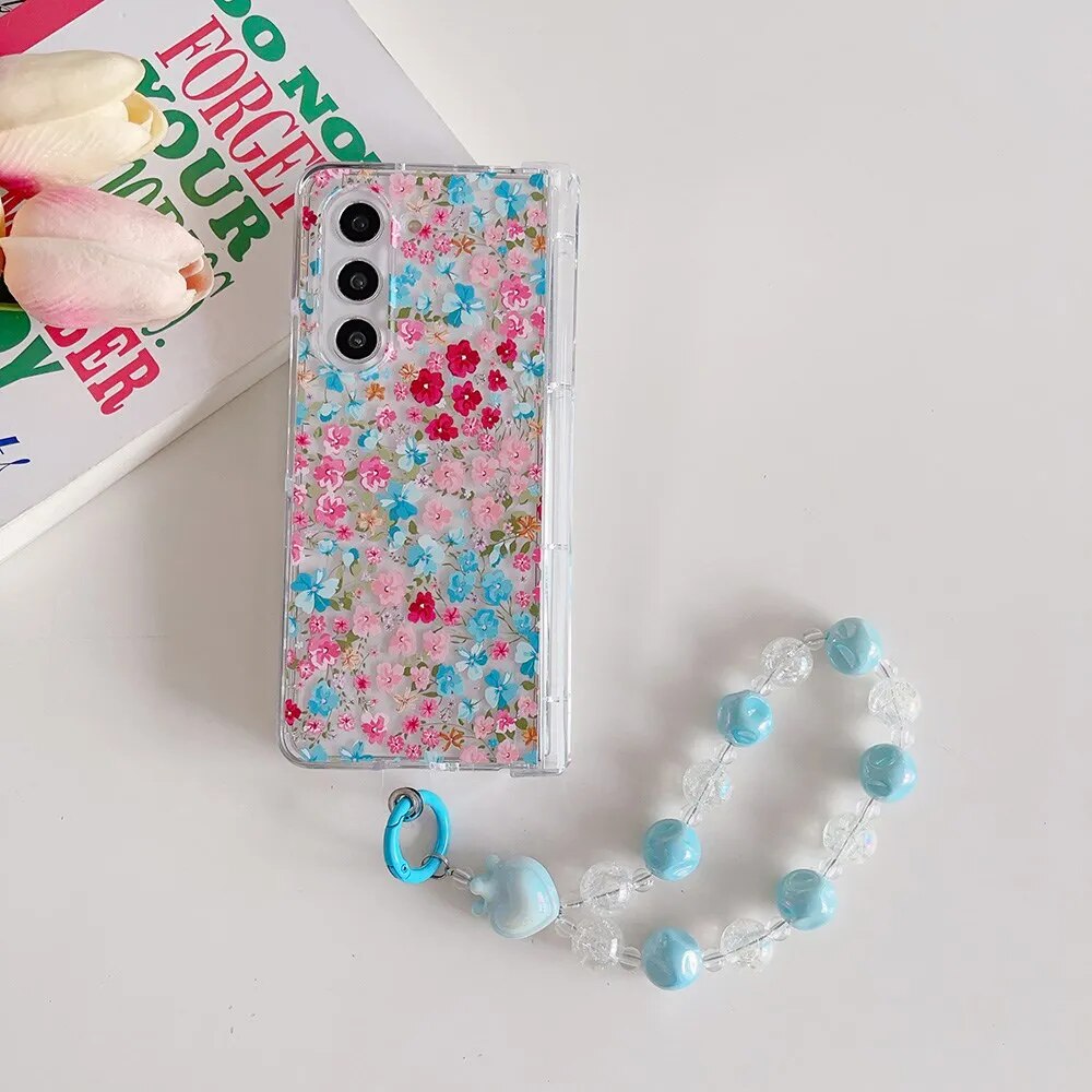 Cute Case Flowers Bracelet For Samsung Galaxy Z Fold