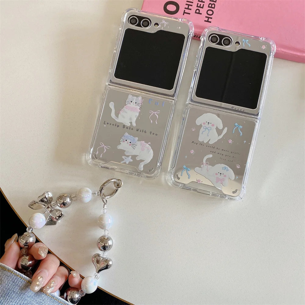 Cute Mirror Cat Case For Samsung Z Flip 5