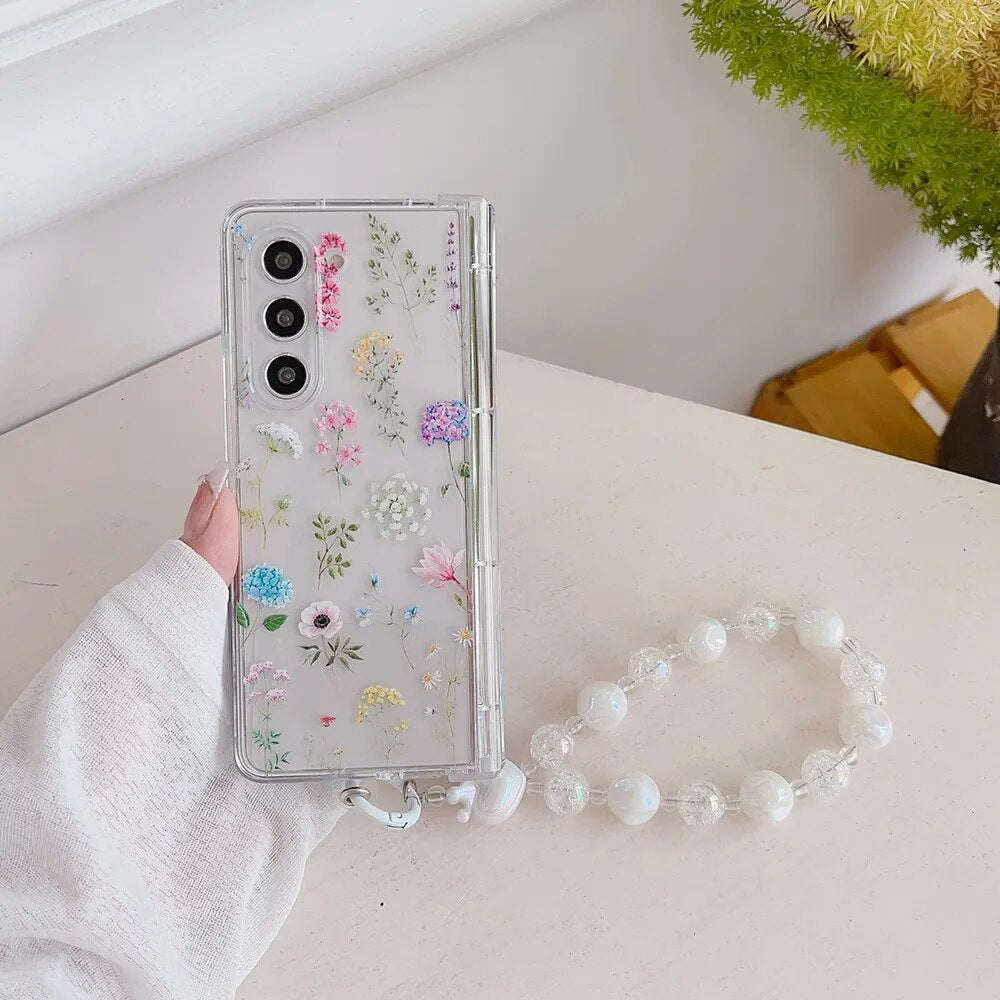 Cute Case Flowers Bracelet For Samsung Galaxy Z Fold