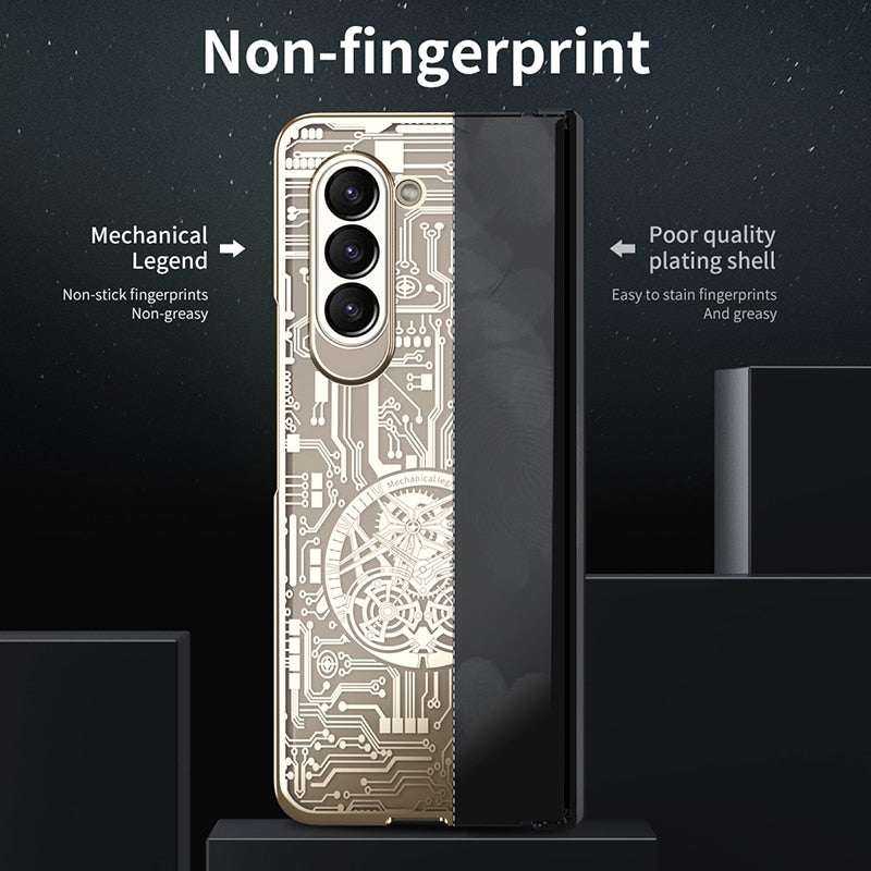 Mechanical Hinge Fashion Star Plating Clear Cover For Samsung Fold 5