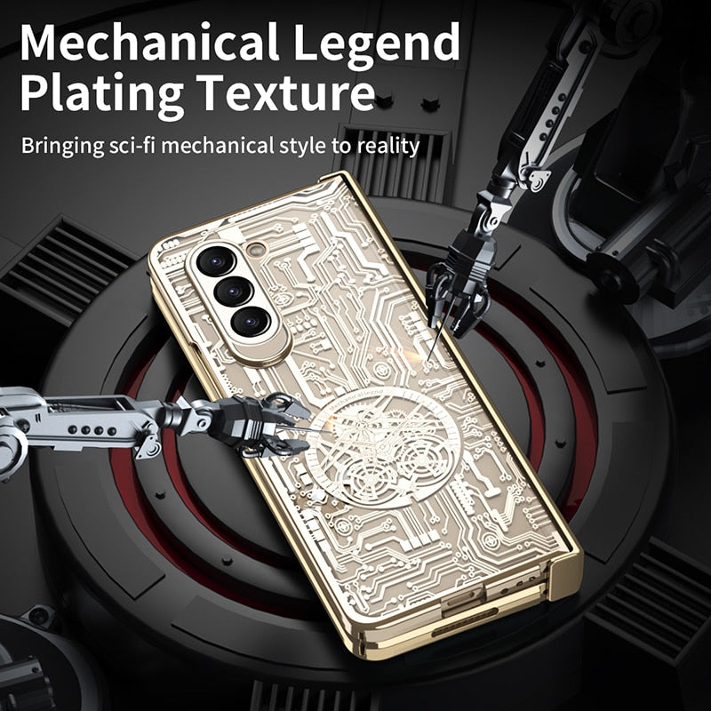 Mechanical Hinge Fashion Star Plating Clear Cover For Samsung Fold 5