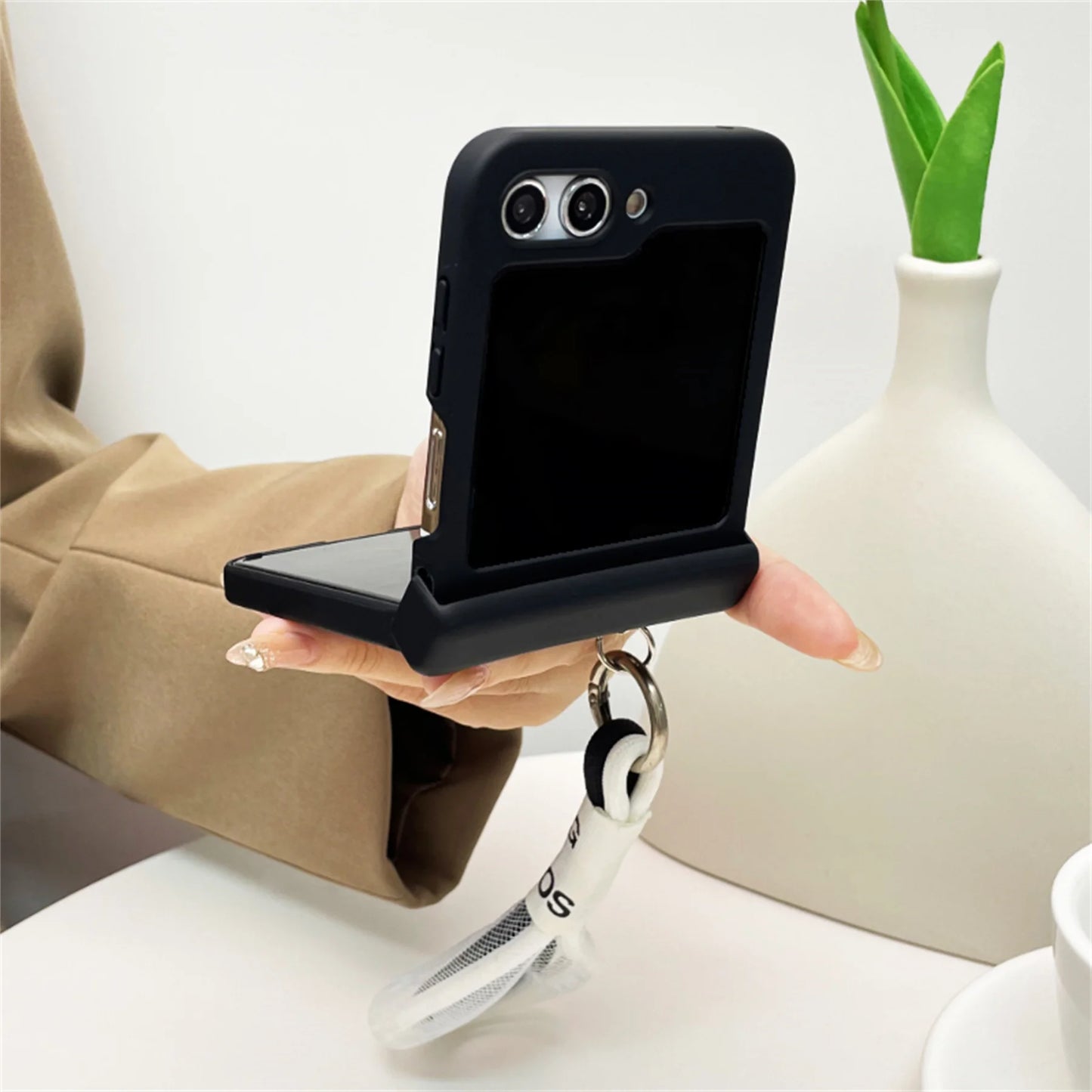 cute Coal ball Case with Portable Bracelet for Samsung Galaxy Z Flip 5