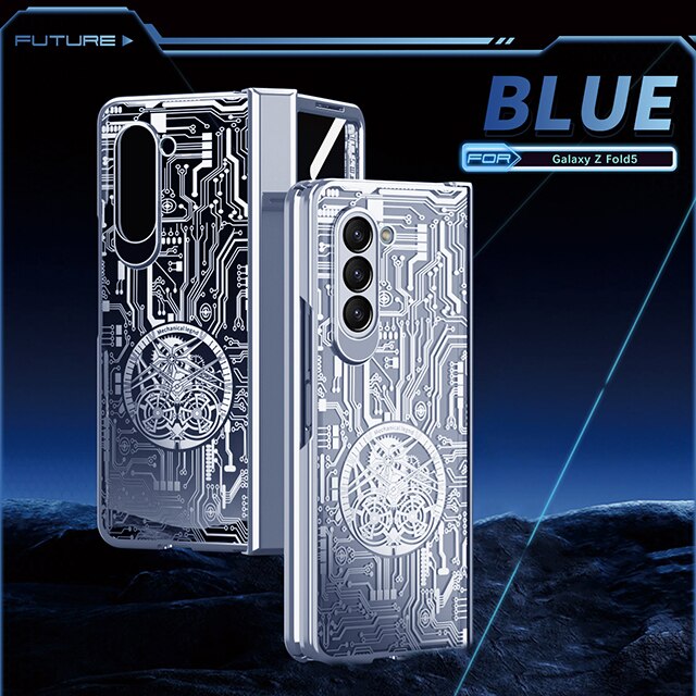 Mechanical Hinge Fashion Star Plating Clear Cover For Samsung Fold 5