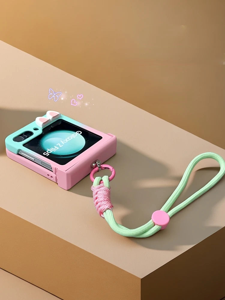 Cute Rabbit Ears Case With Hand Strap for Galaxy Z Flip5