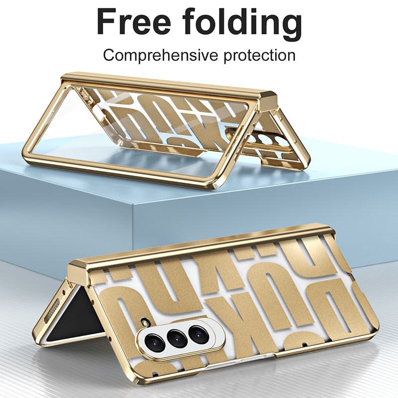 Plating Clear Hinge Mechanical Protector Cover For Samsung Fold 5