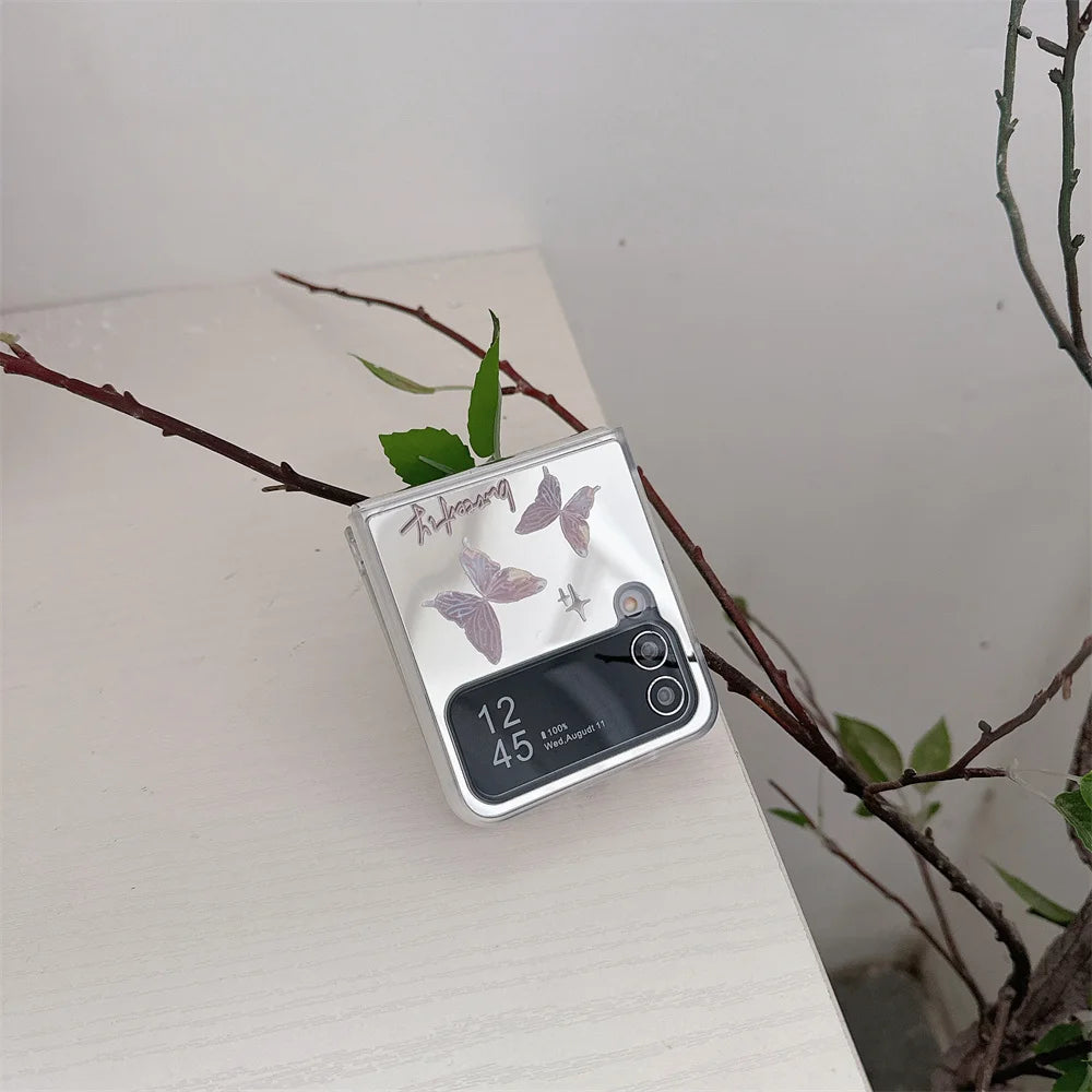 Butterfly Mirror Wrist Chain Case for Samsung Galaxy Z Flip 5&4