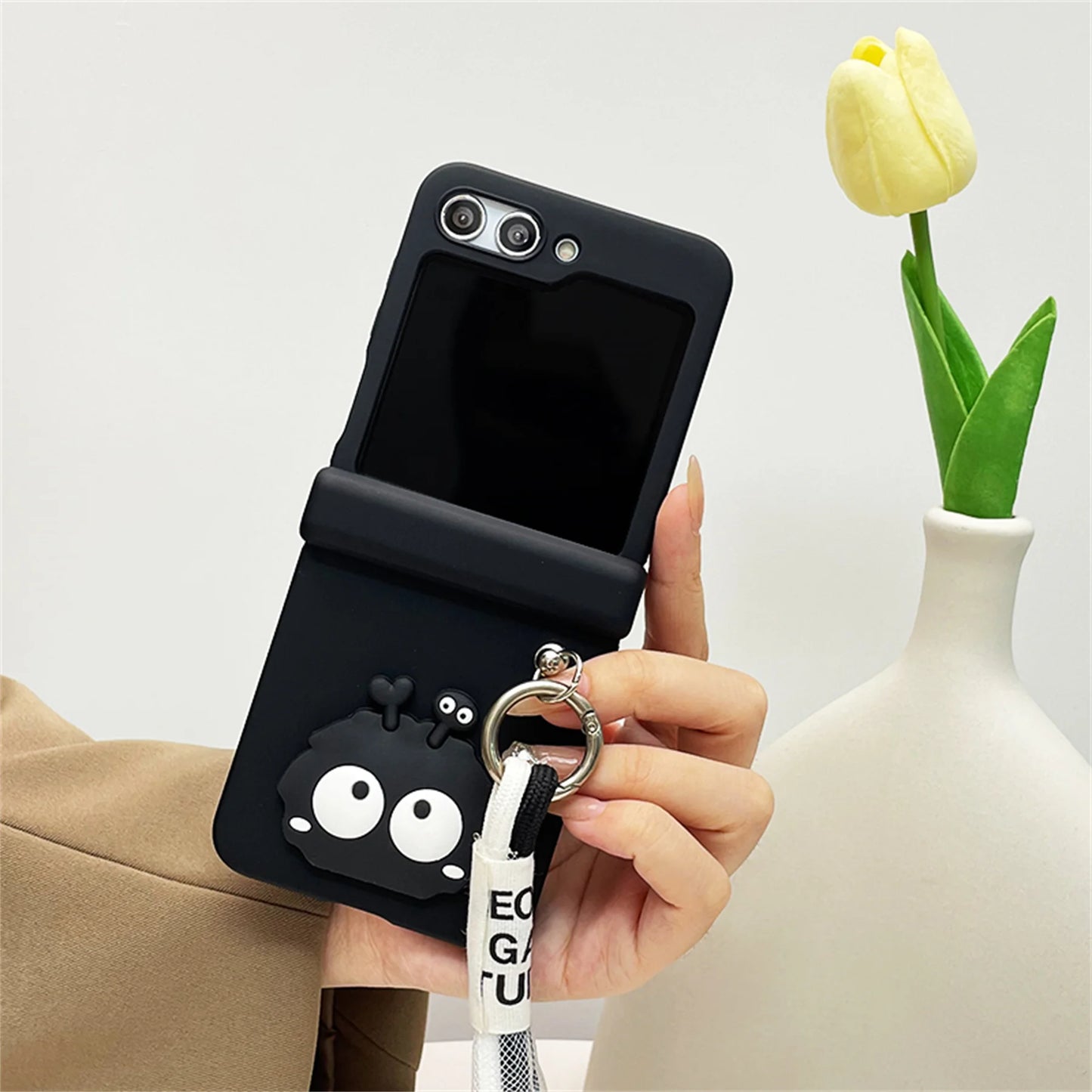 cute Coal ball Case with Portable Bracelet for Samsung Galaxy Z Flip 5