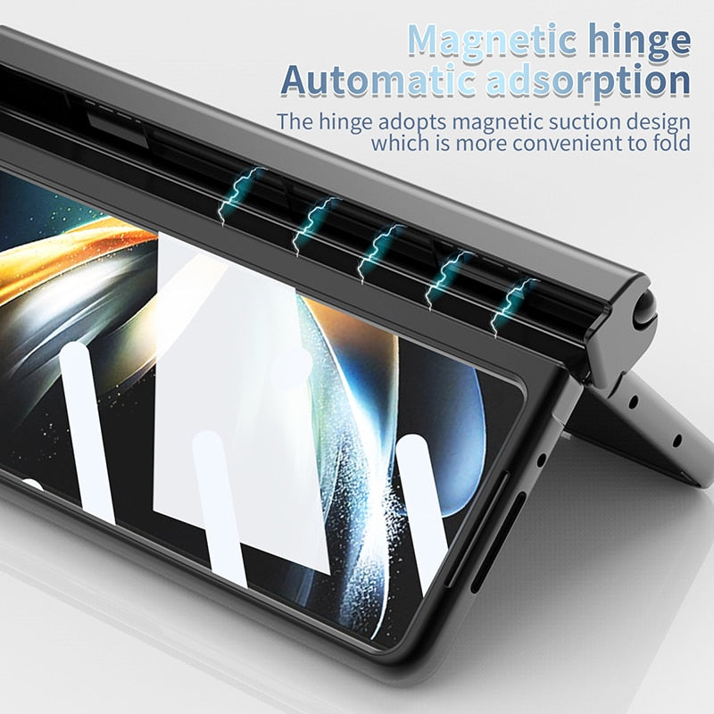 Armor Plating Magnetic Case With S Pen Cover For Samsung Fold 5
