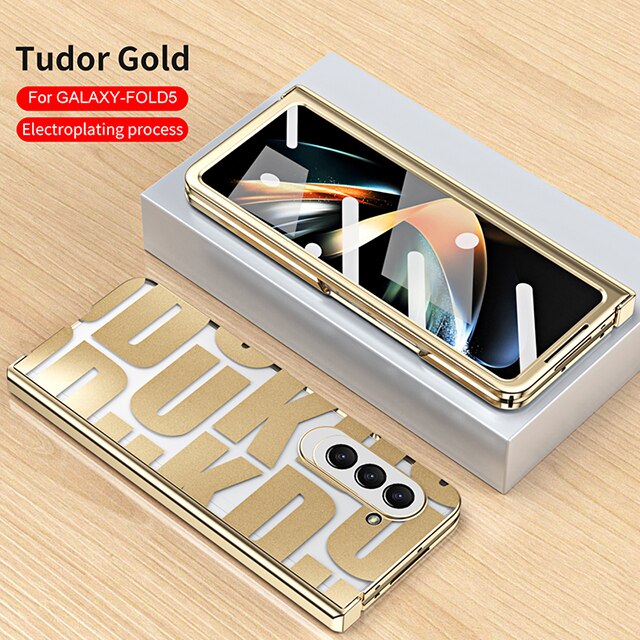 Plating Clear Hinge Mechanical Protector Cover For Samsung Fold 5