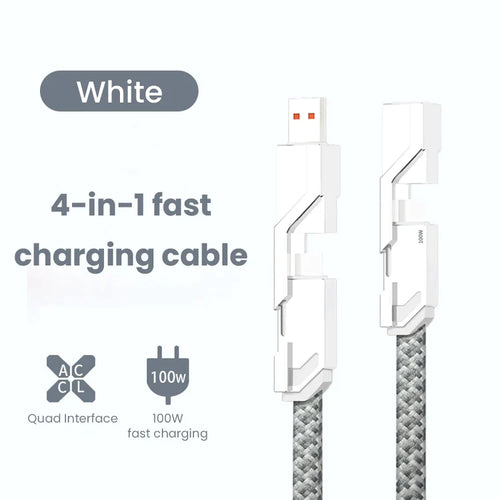Universal 4-in-1 100W Rapid Charging Cable for All Devices