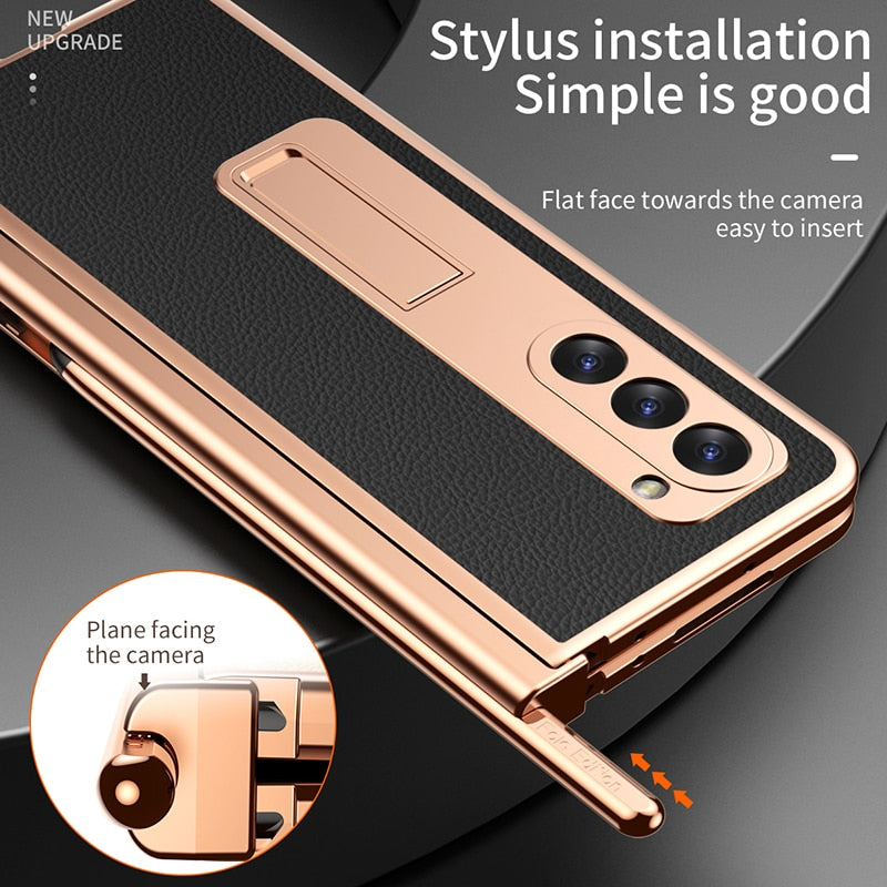 Leather Case With S Pen Holder Cover For Samsung Fold 5