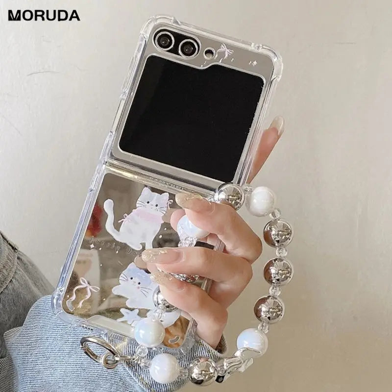 Cute Mirror Cat Case For Samsung Z Flip 5