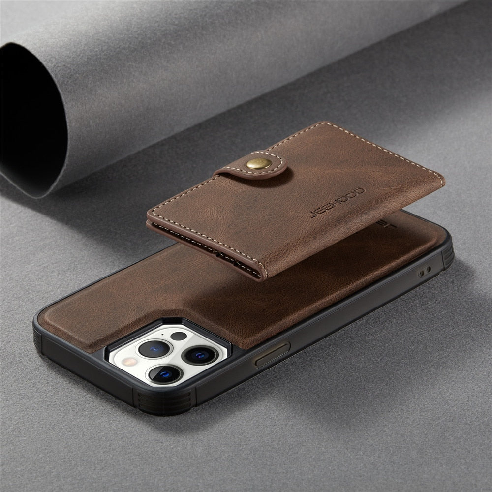 Magnetic Leather Wallet iPhone Mini Case