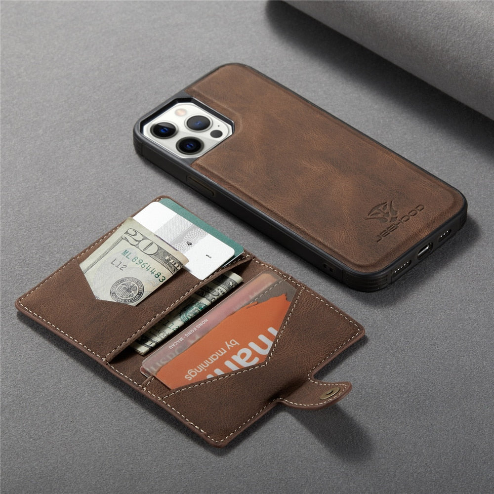 Magnetic Leather Wallet iPhone Mini Case