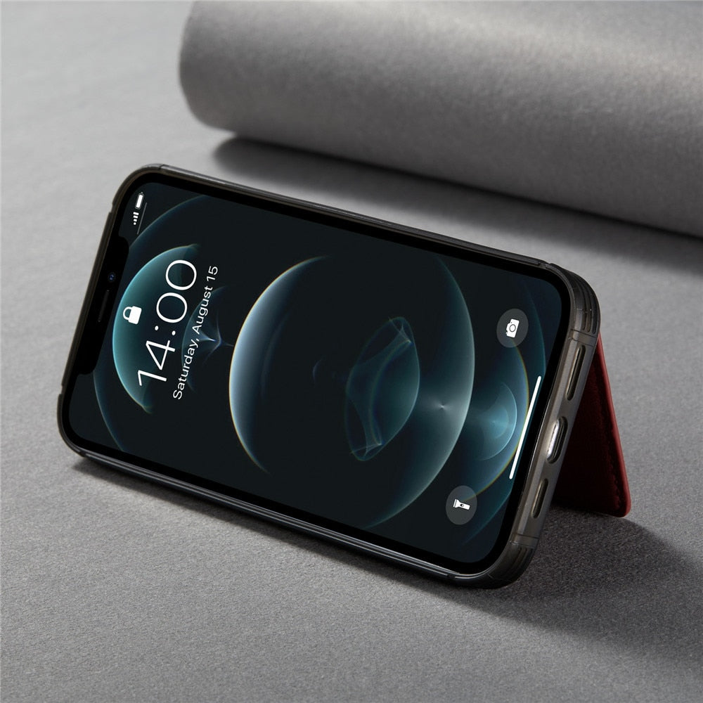 Magnetic Leather Wallet iPhone Mini Case