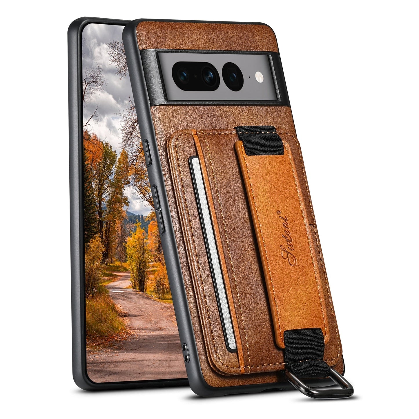 Leather Bracket & Card Pocket Case for Google Pixel