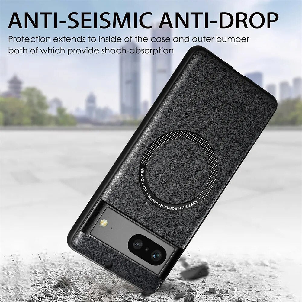 Magnetic Leather Wireless Charging Case For Google Pixel 8