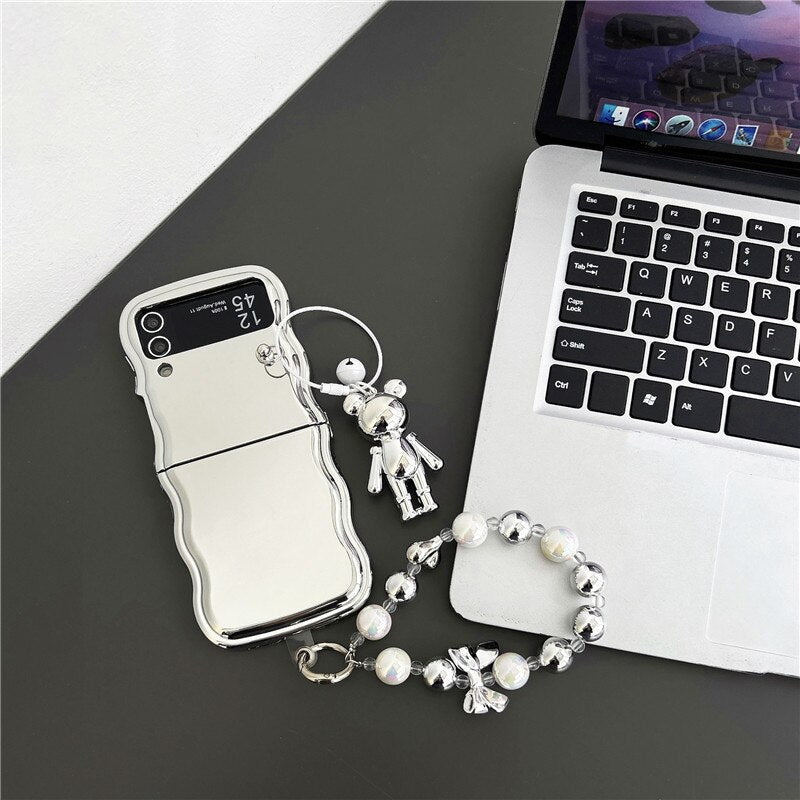 Cute Cartoon Bear Pendant Phone Case For Samsung Galaxy Z Flip