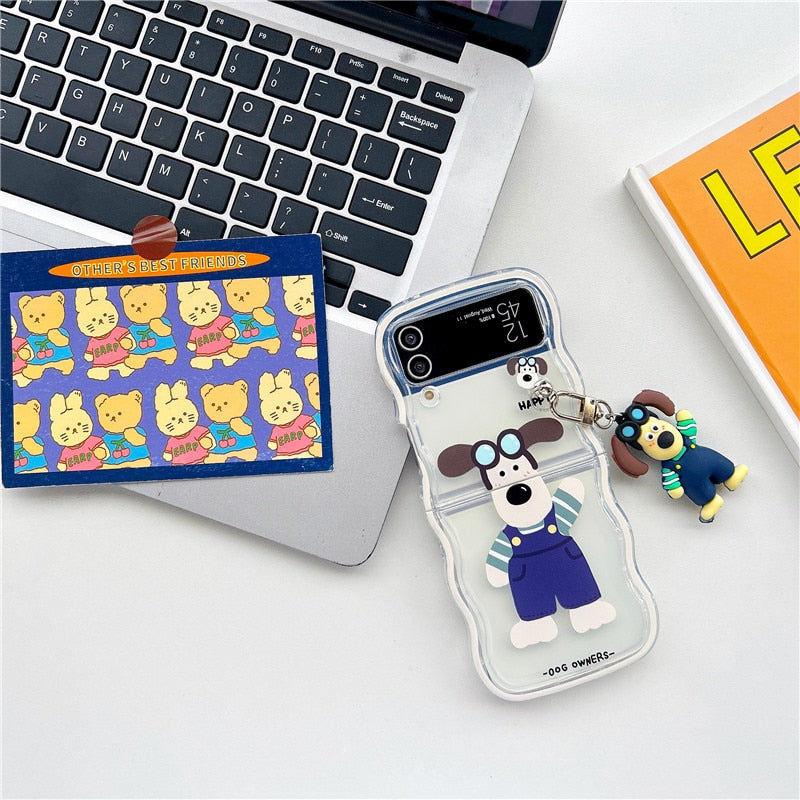Cute Cartoon Dog Pendant Phone Case For Samsung Galaxy Z Flip