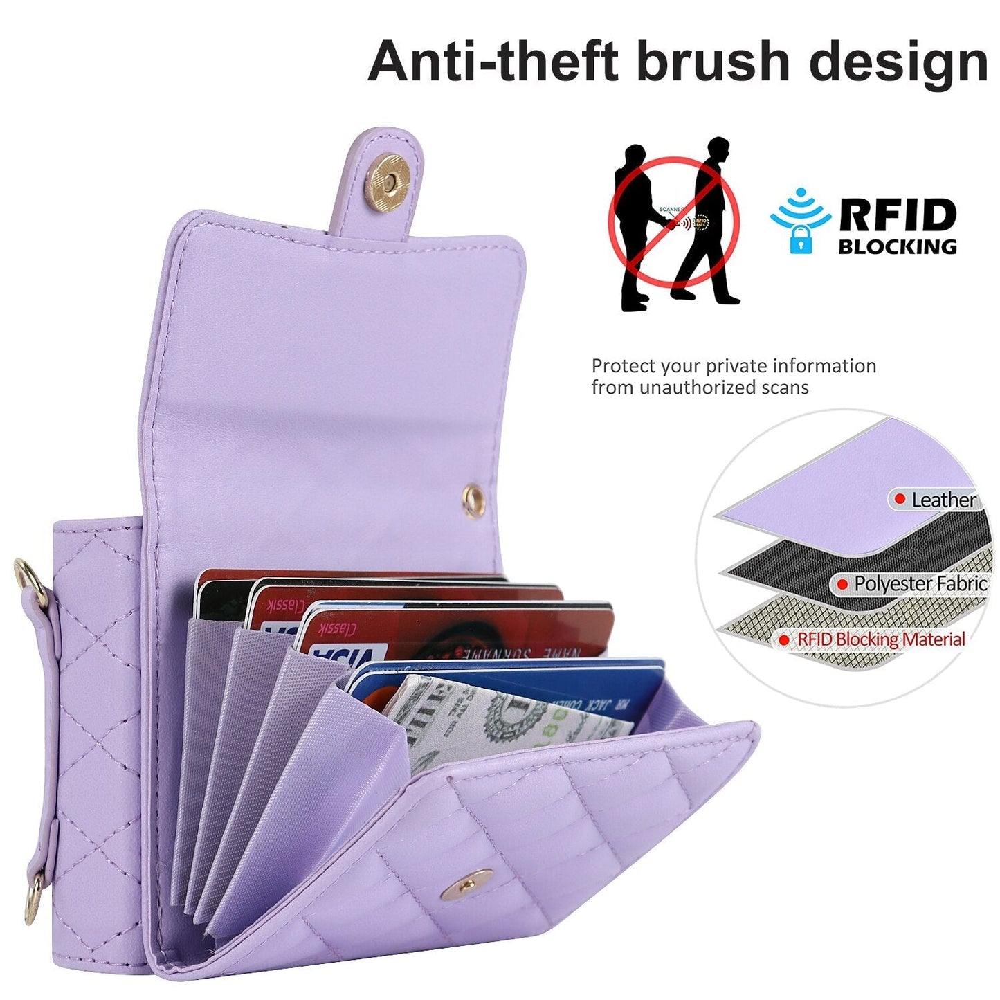 Luxury PU Leather Crossbody Lanyard Holder Magnetic Z Flip 4 & 3 Case
