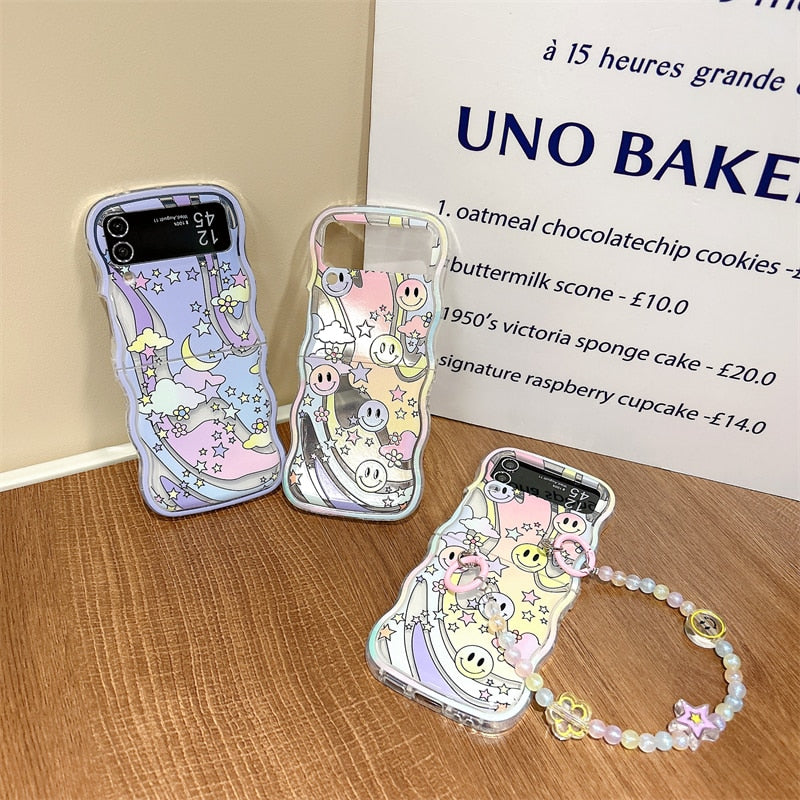 Korean Cute Korean Smile & Star Phone Case For Samsung Galaxy Z