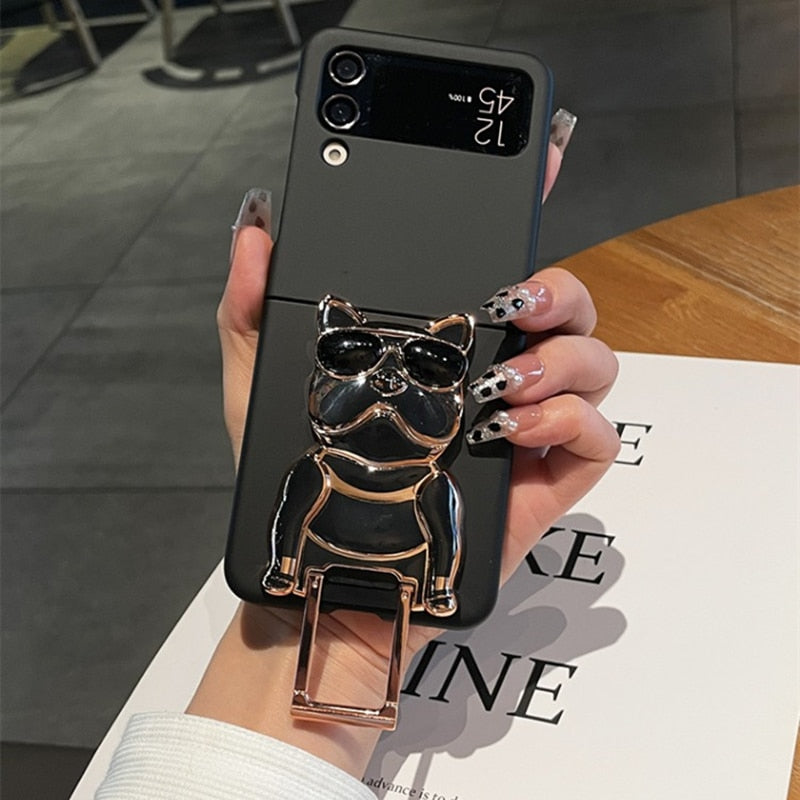Cartoon Mechanical Dog Holder Case For Samsung Galaxy Z Flip 4 3 5G