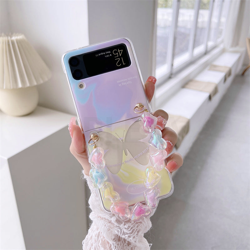 Cute Butterfly Bracelet Phone Stand Case For Samsung Galaxy Z Flip 3 5G