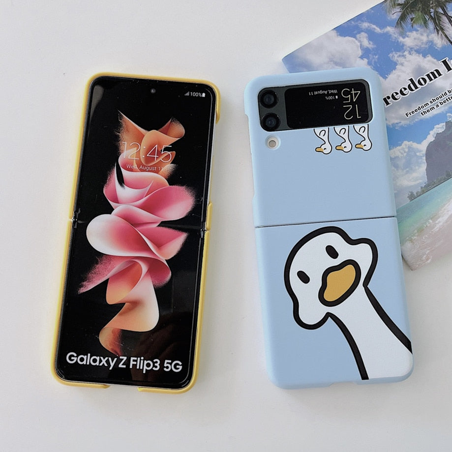 Cute Duck Silicone Phone Case For Samsung Z Flip 4 5G