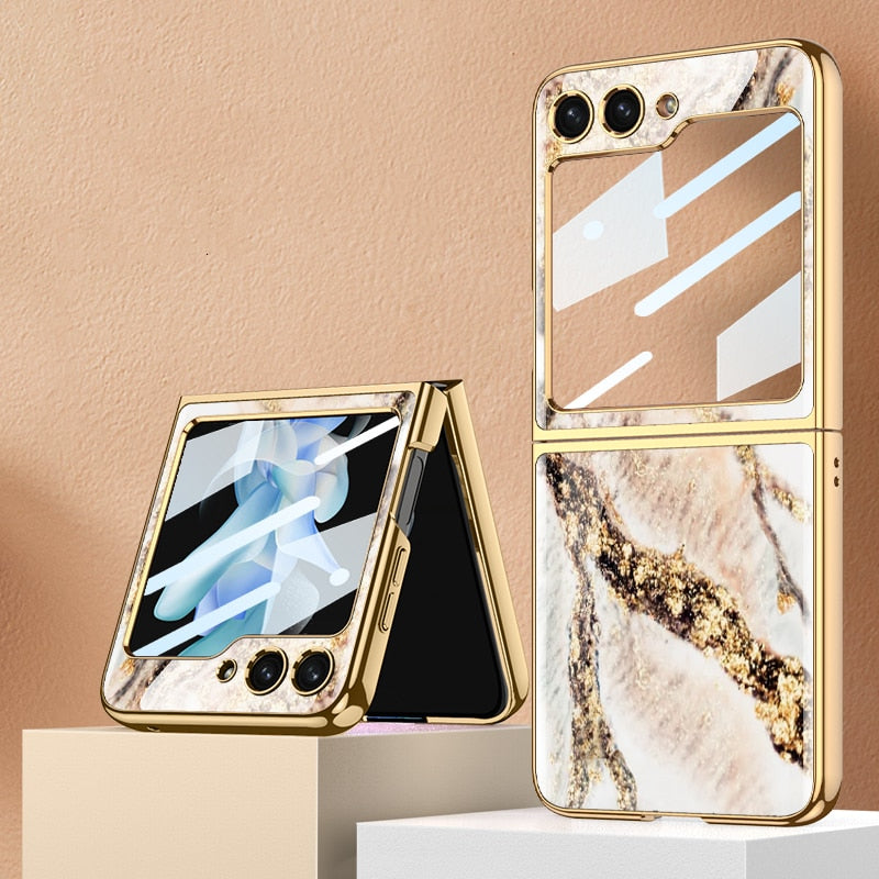 Shockproof Plating marble Case For Samsung Galaxy Z Flip 5