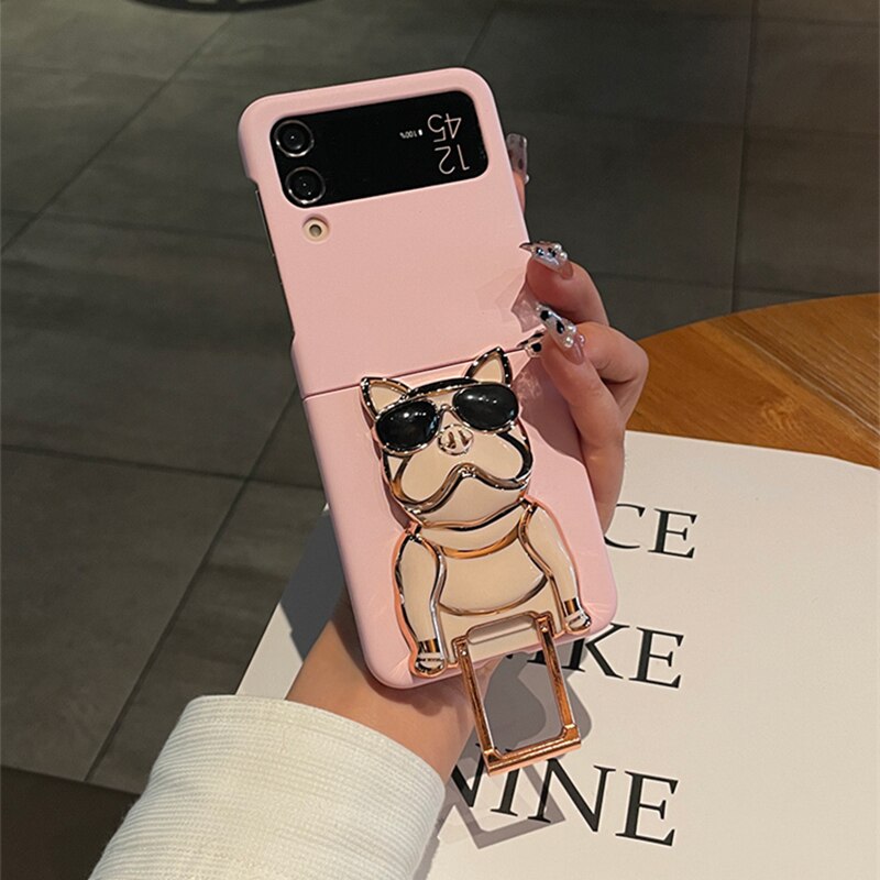Cartoon Mechanical Dog Holder Case For Samsung Galaxy Z Flip 4 3 5G