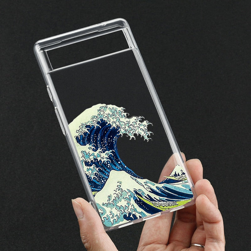 Blue Wave Clear Google Pixel Phone Case