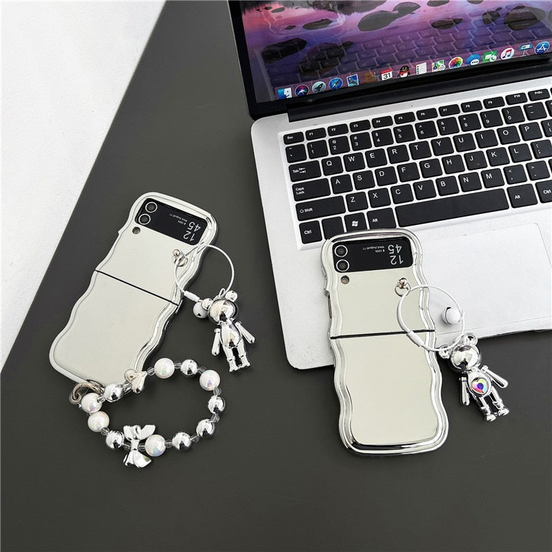 Cute Cartoon Bear Pendant Phone Case For Samsung Galaxy Z Flip