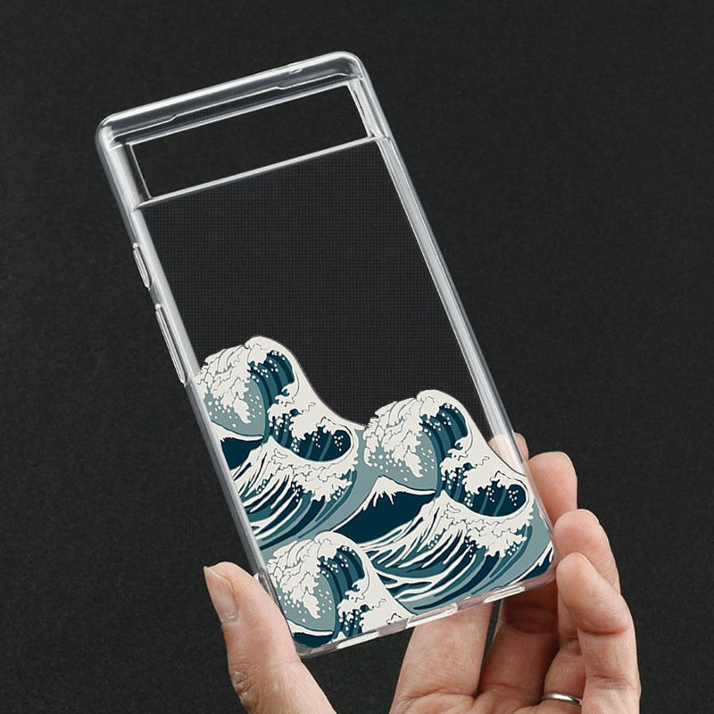 Blue Wave Clear Google Pixel Phone Case