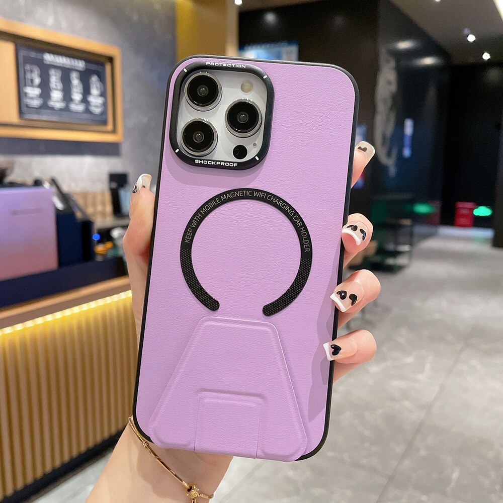 Kickstand Leather Case For iPhone