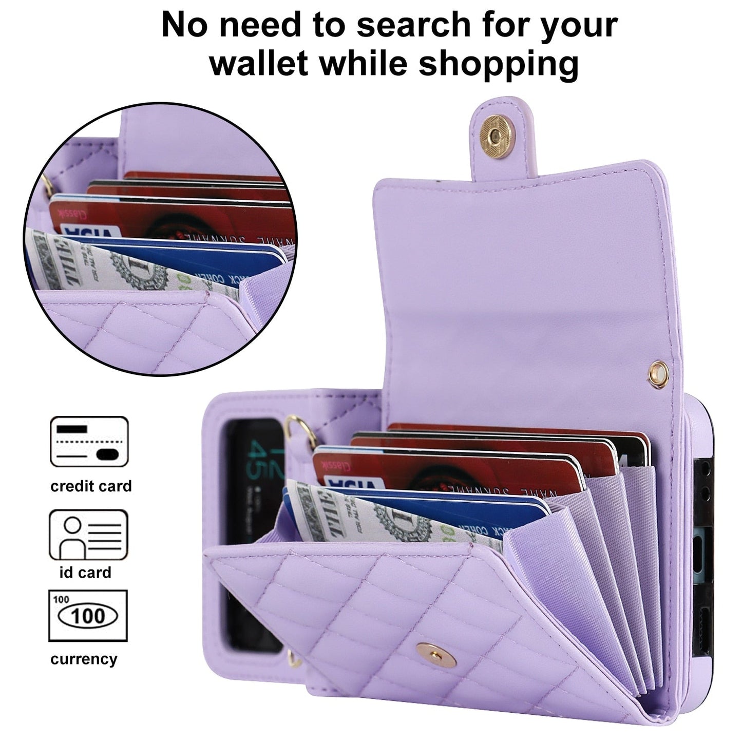 Luxury PU Leather Crossbody Lanyard Holder Magnetic Z Flip 4 & 3 Case