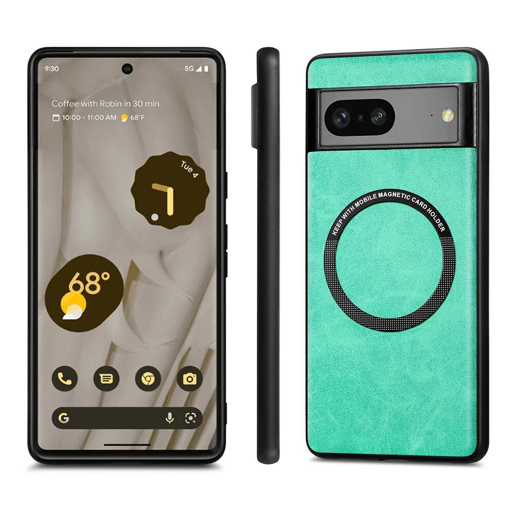 Magnetic Leather Wireless Charging Case For Google Pixel 8