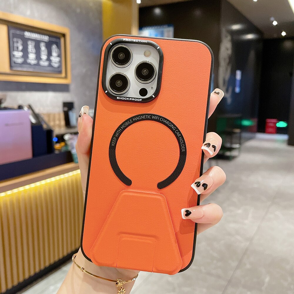 Kickstand Leather Case For iPhone