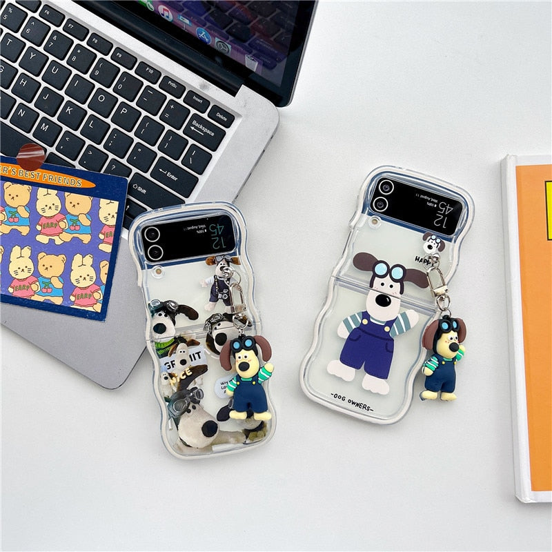 Cute Cartoon Dog Pendant Phone Case For Samsung Galaxy Z Flip