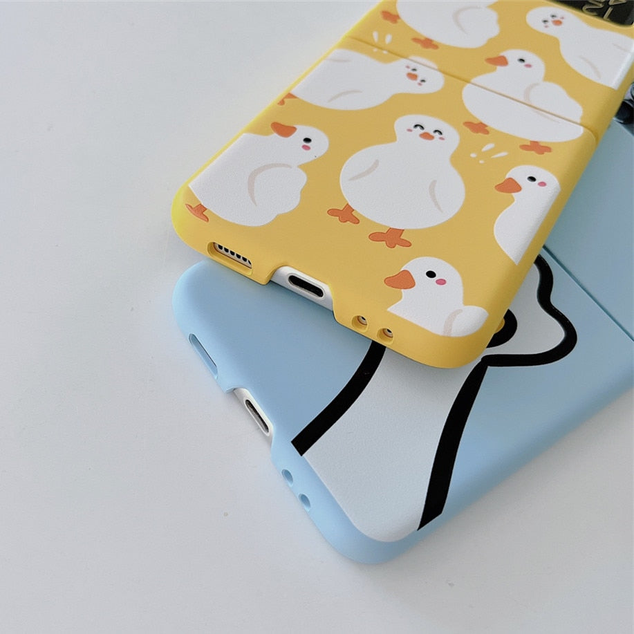 Cute Duck Silicone Phone Case For Samsung Z Flip 4 5G
