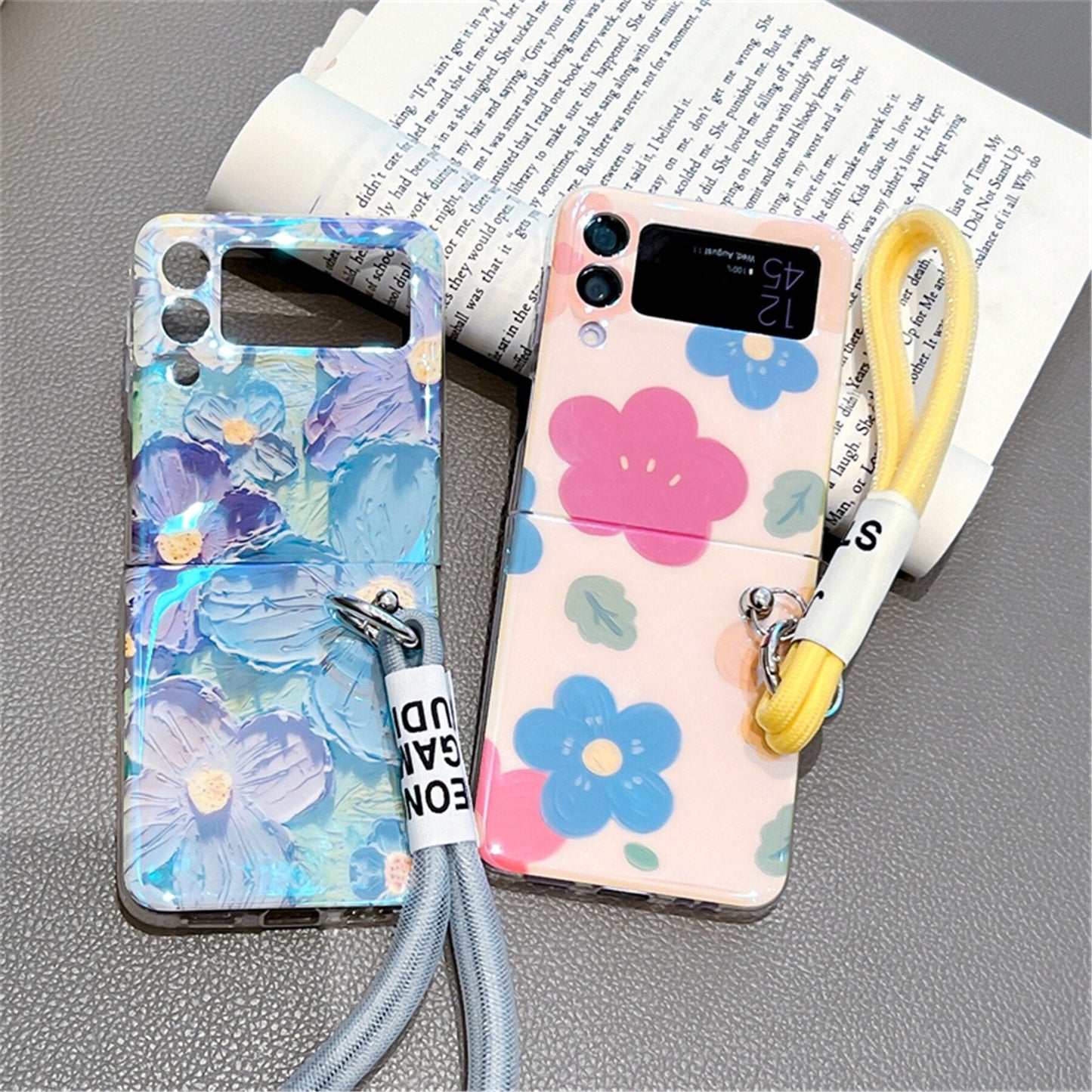 Korean Oil Painting Flowers Case Strap for Samsung Galaxy Z Flip 3 & 4