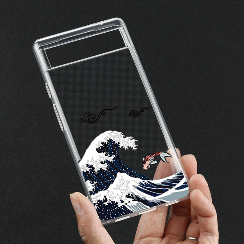 Blue Wave Clear Google Pixel Phone Case