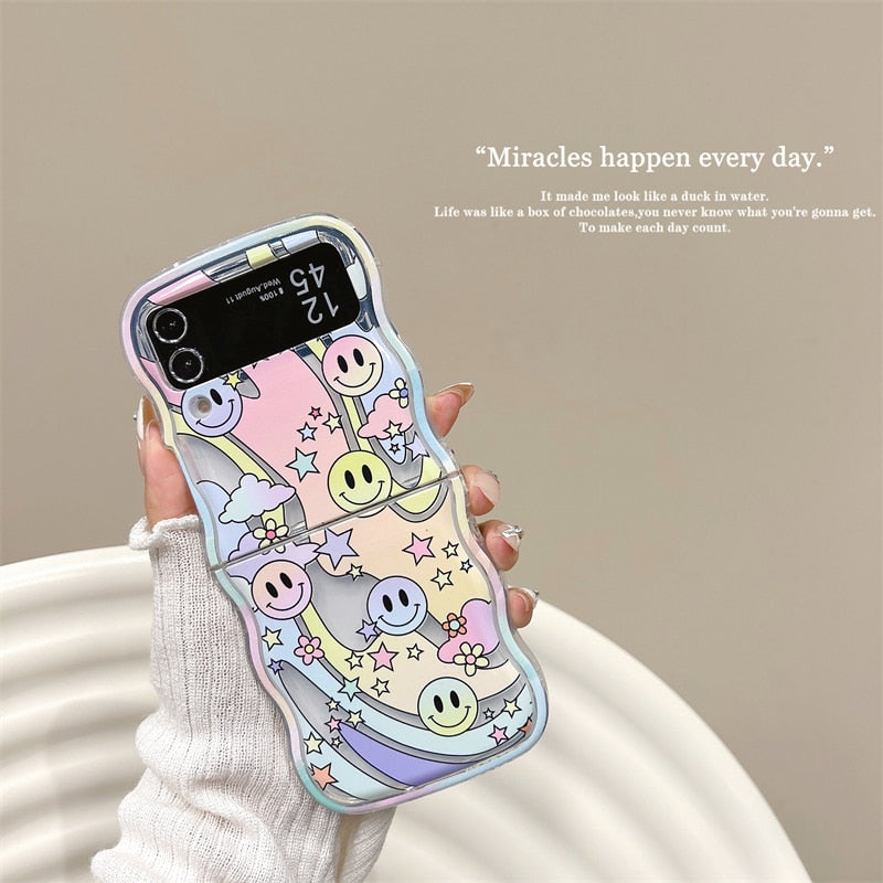 Korean Cute Korean Smile & Star Phone Case For Samsung Galaxy Z
