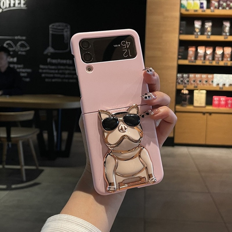 Cartoon Mechanical Dog Holder Case For Samsung Galaxy Z Flip 4 3 5G